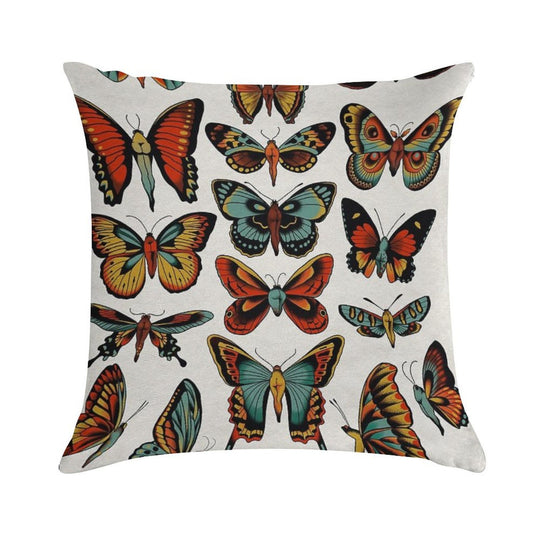 Butterflies Traditional Tattoo Flash Soft Multiple Sizes Throw Pillow