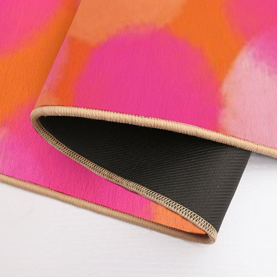 Abstract, Hot Pink And Orange, Paint Brush Effect Round  Rapid-Drying Bath Mat