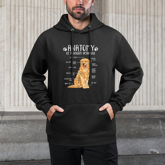Funny Anatomy Golden Retriever Dog Lover Men Women Girls Kids Cotton-Polyester Blend Hoodie