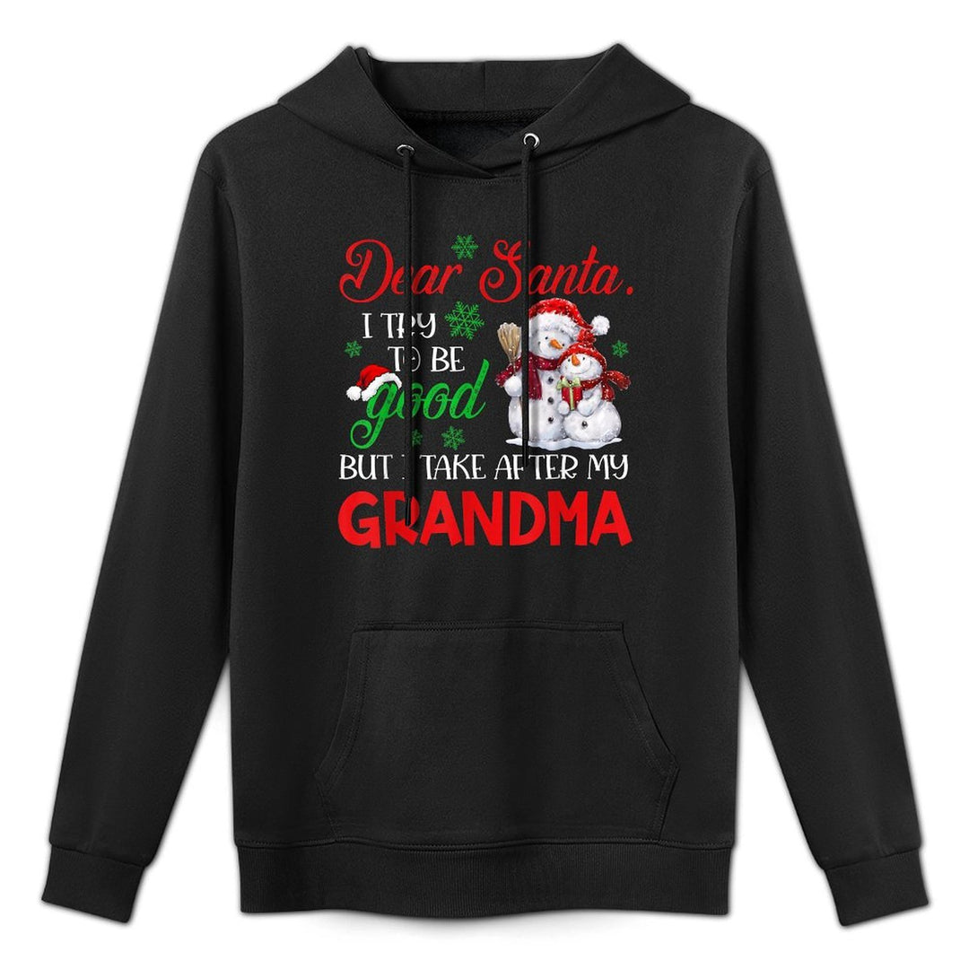 Dear Santa I Try To Be Good But I Take After My Grandma Xmas Medium-Weight Fabric Hoodie
