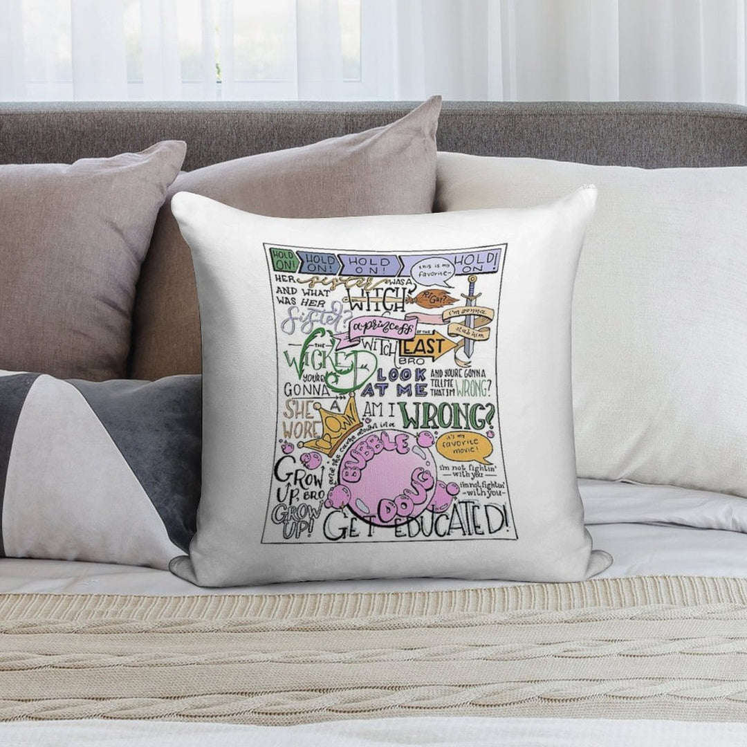 (Colorized) Wicked Witch of The East Bro Hand Lettered Soft High-Density Material Throw Pillow