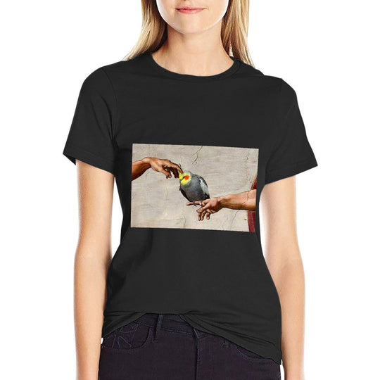 Funny Scritching A Birb, Parrot Art, Michelangelo Cockatiel  Summer-ready Fabric T-Shirt