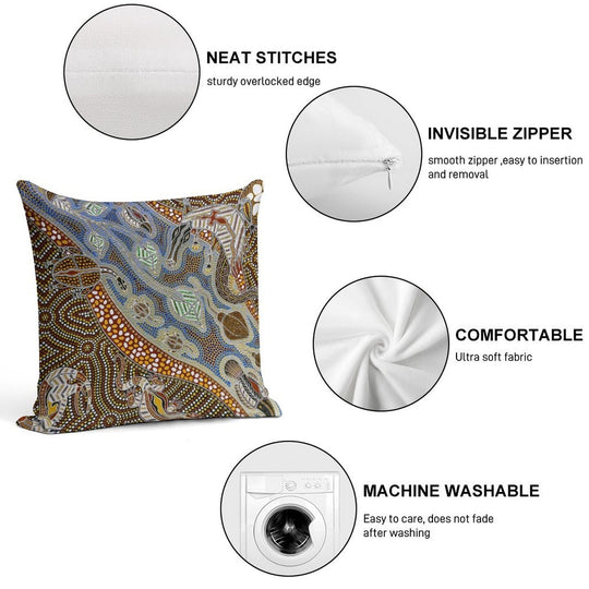 Aboriginal Art Soft Easy Maintenance Throw Pillow