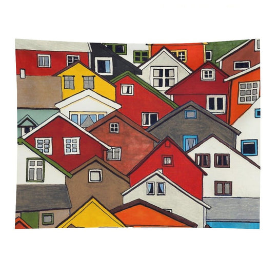 Colourful Houses Tapestry
