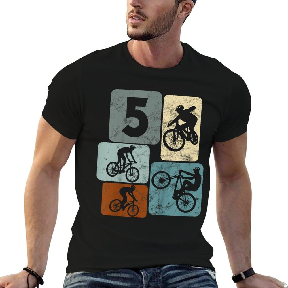 Kids 5 Years Boys Cyclists 5th Birthday Girls Mountain Bike  Easy-care T-Shirt