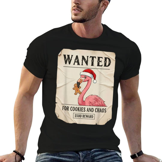 Wanted for Cookies And Chaos Funny Flamingo Christmas Pajama  Slim-fit Cut T-Shirt