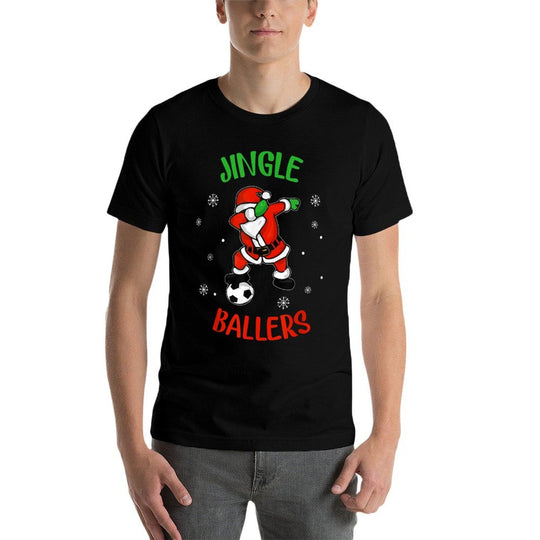 Jingle Ballers Tshirt Christmas Soccer Santa Football  Heathered Texture T-Shirt