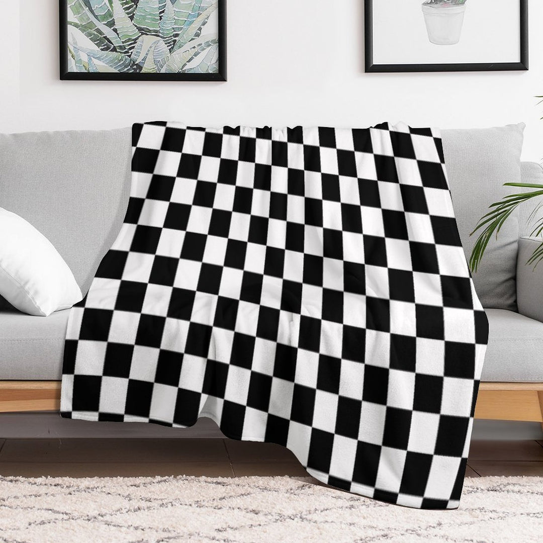 Black And White Checkerboard Pattern Anti-pilling Throw Blanket
