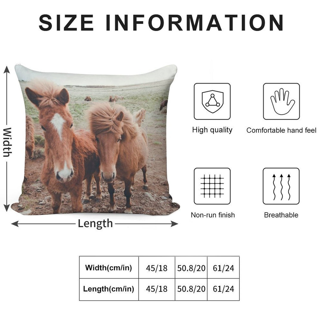 Icelandic Ponies Soft Anti-Pilling Throw Pillow