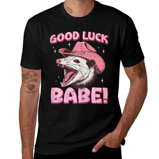 Opossum Cowboy Good Luck Babe Possum Cowgirl Women Girls Kid  High-quality Stitching T-Shirt