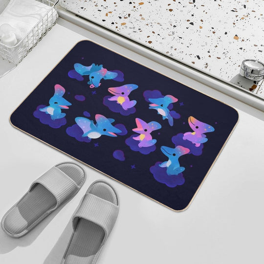 Pteranodon in The Night Sky  Fade-Resistant Bath Mat