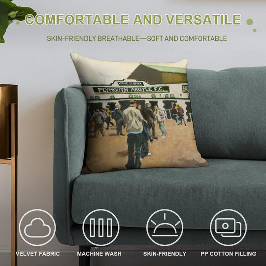 Plymouth Argyle Soft Hidden Zipper Throw Pillow