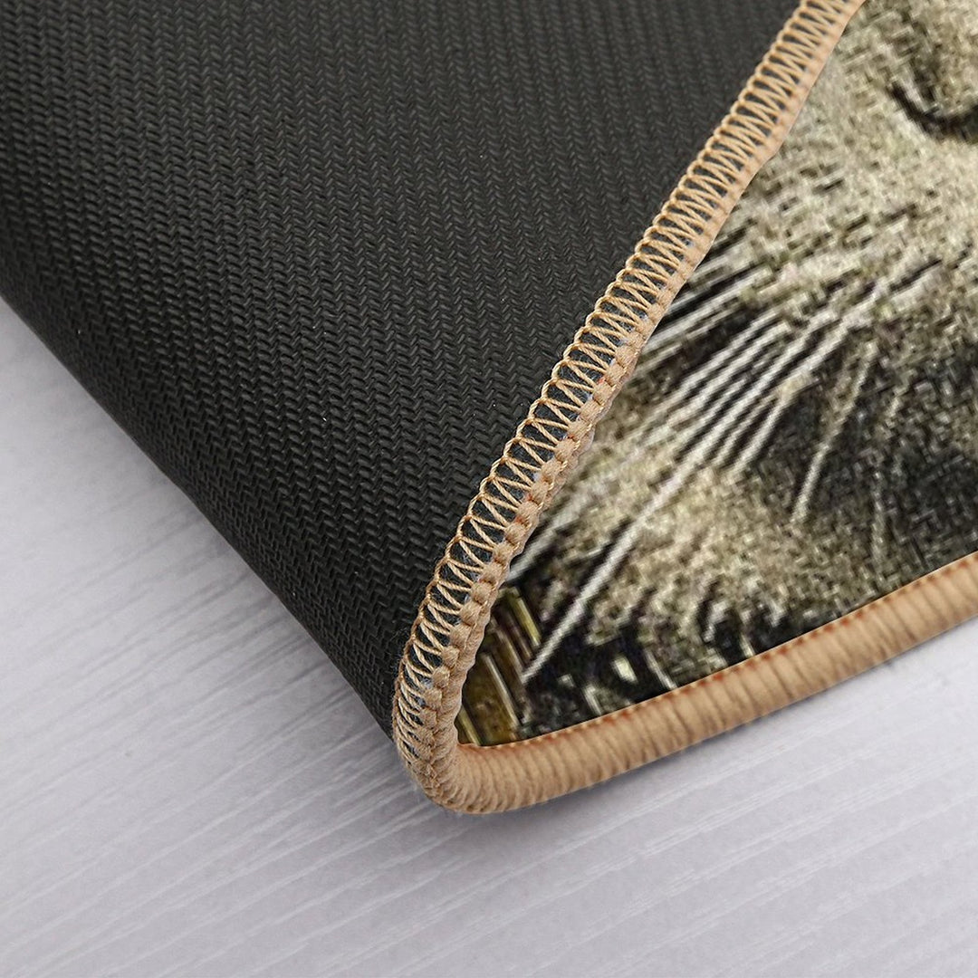 Whimsical Floral Cat Artwork Print  Anti-Trip Bath Mat