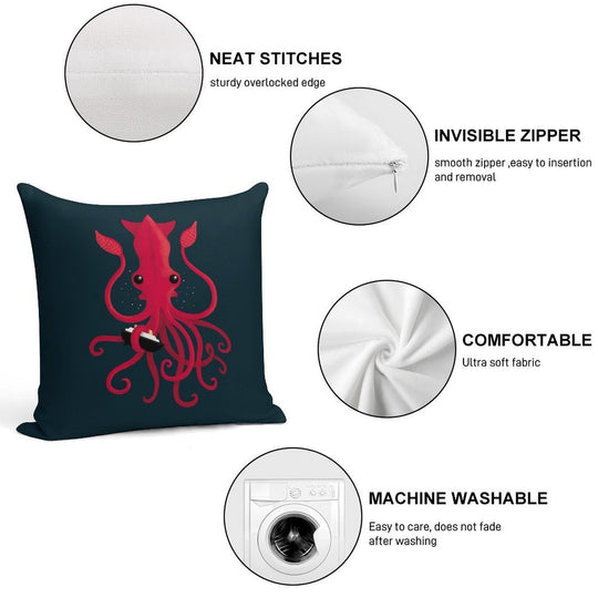 Kraken Attaken Soft Washable Throw Pillow
