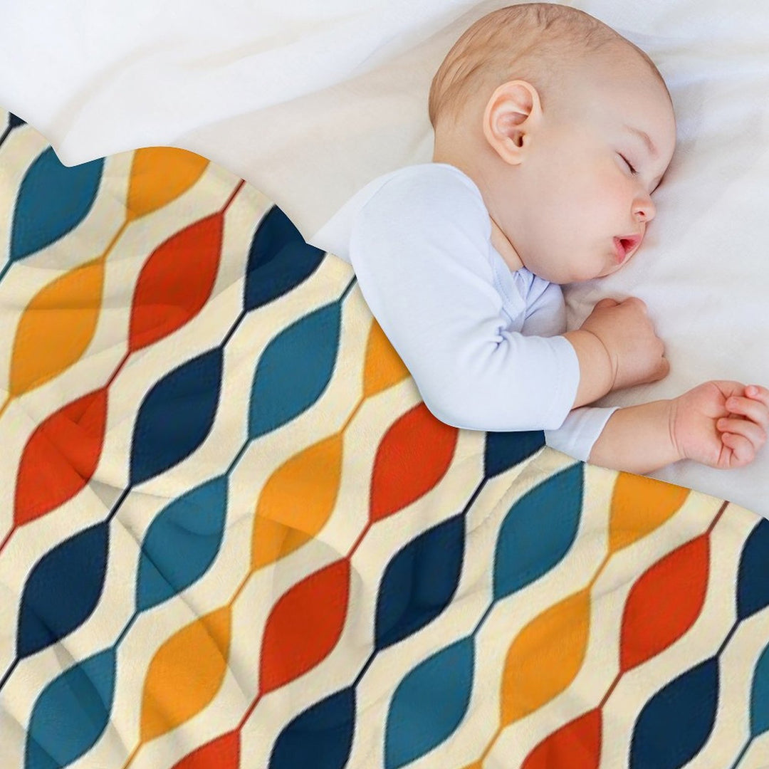 Retro 1970's Mid-Century Pattern Plush Throw Blanket