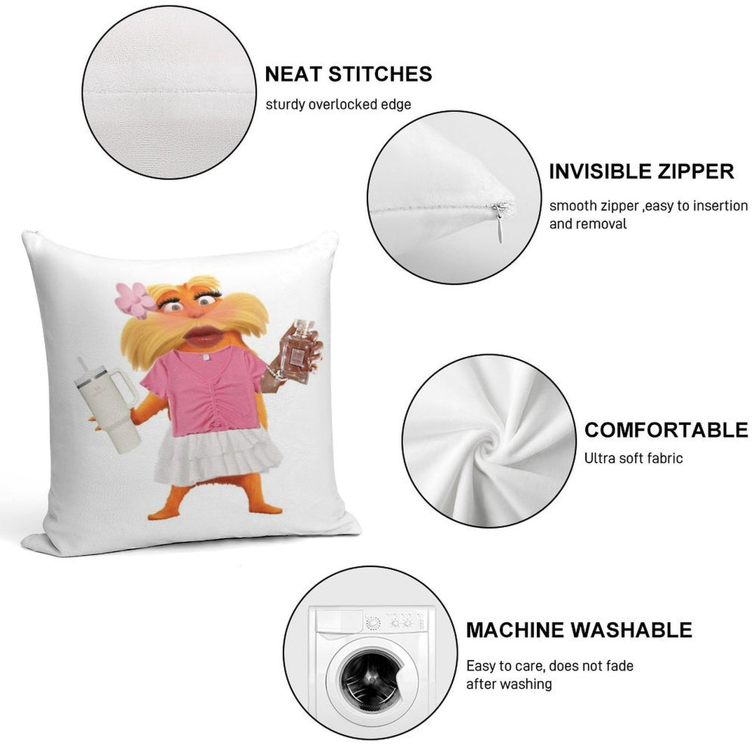 Preppy Lorax Soft Decorative Cover Throw Pillow