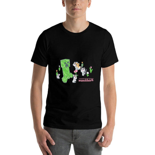 Minecraft Creeper With Bunnies And Cats Pixel Garden  Soft T-Shirt