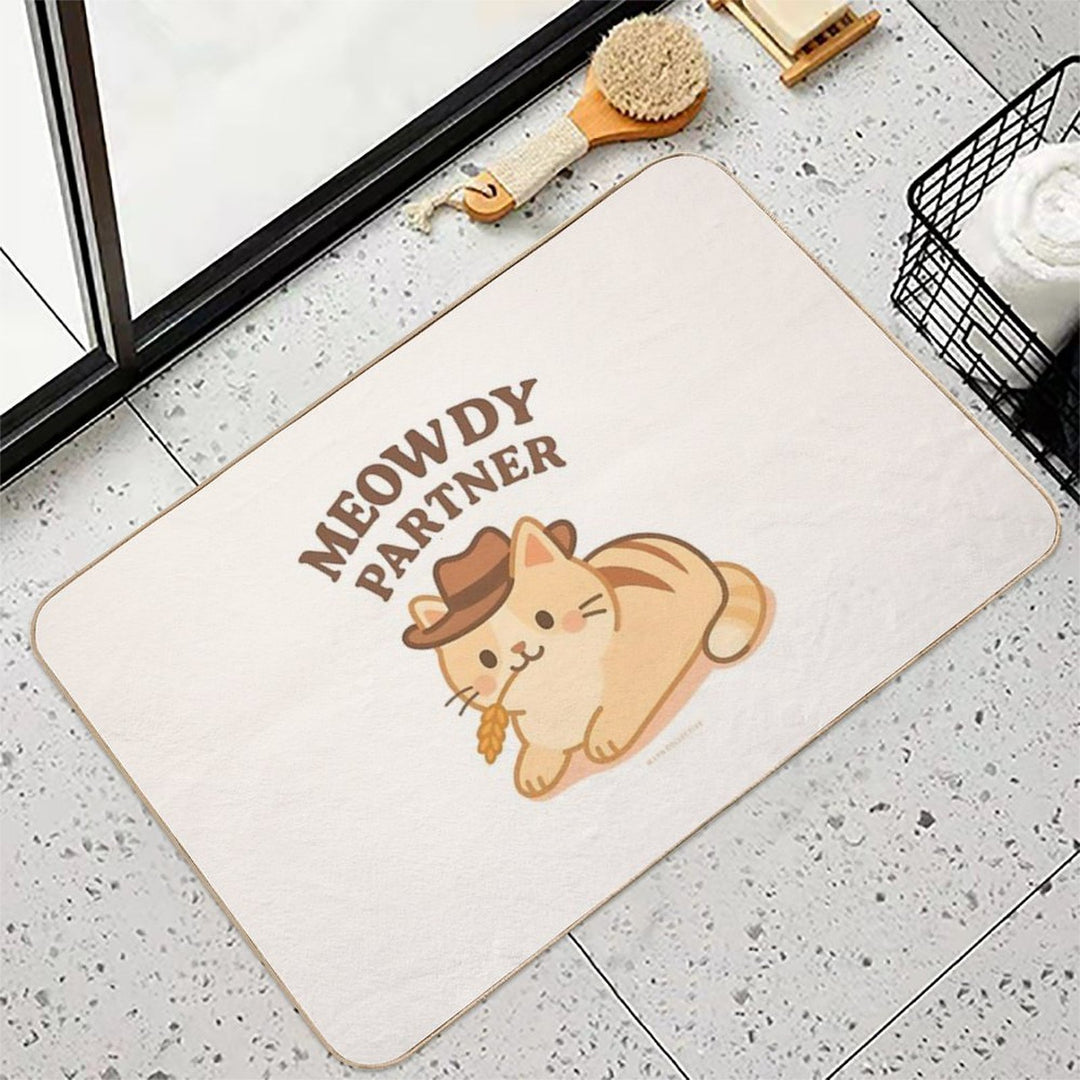 Meowdy Partner – Cowboy Cat Western Design  Absorbent Bath Mat