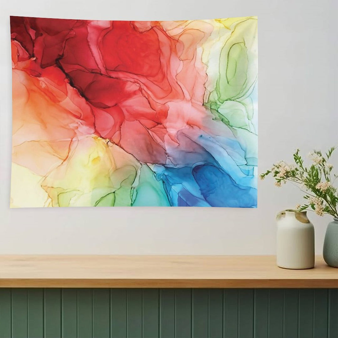 Rainbow Good Vibes Abstract Painting Tapestry