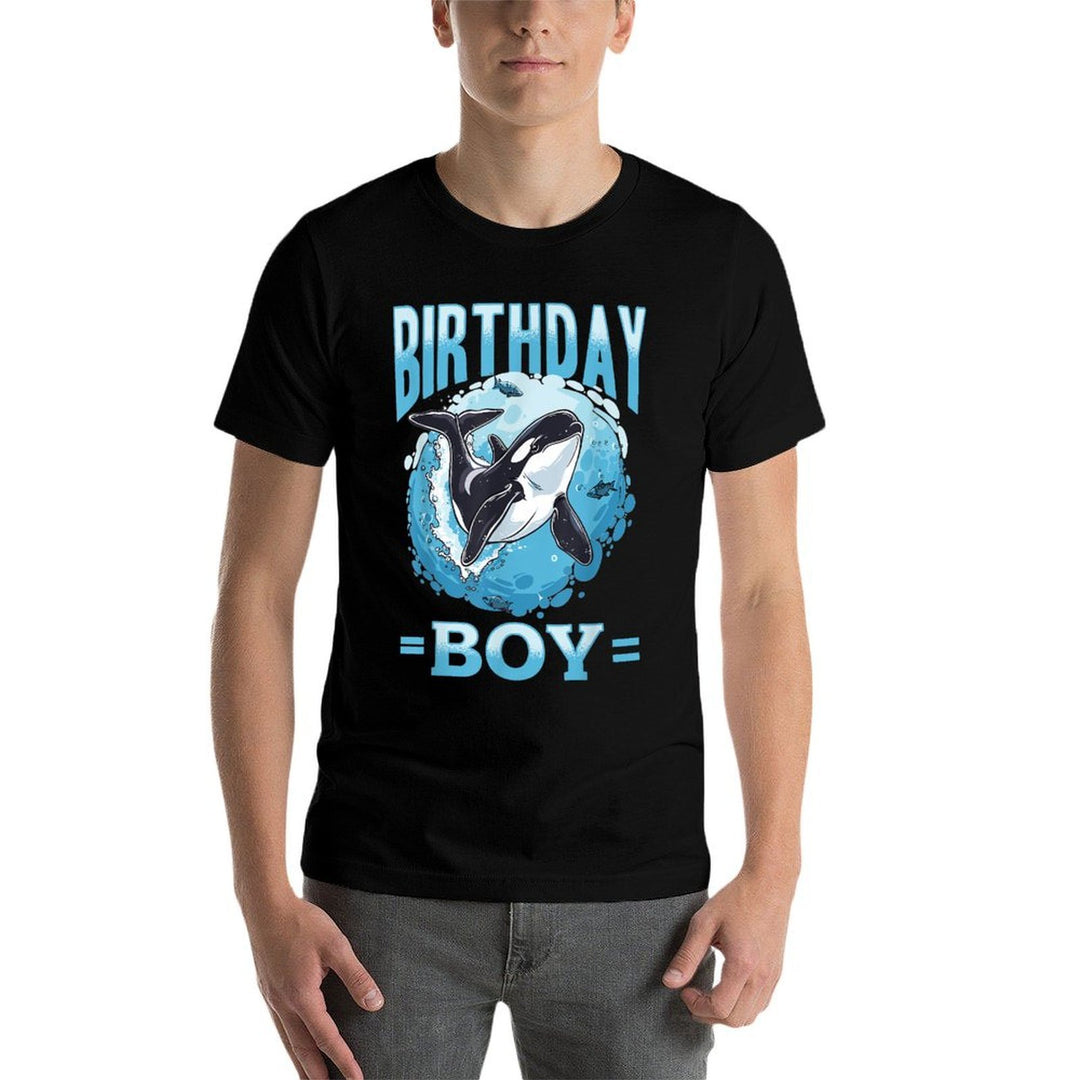 Funny Orca Animal Birthday Boy  Ribbed Collar T-Shirt