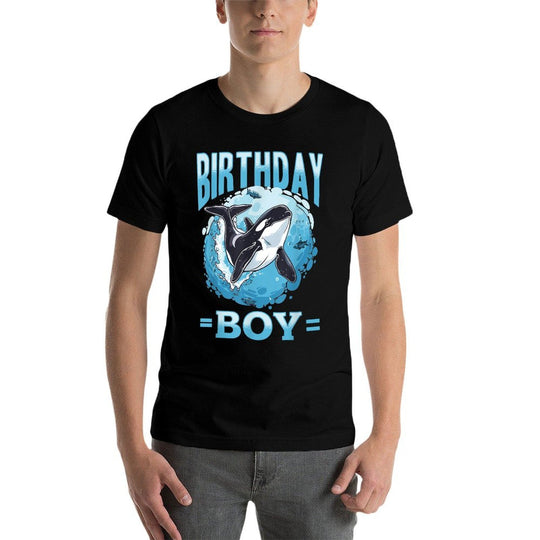Funny Orca Animal Birthday Boy  Ribbed Collar T-Shirt