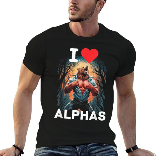I Love Alphas Wolf Male Strong Furry Werewolf  High-quality Stitching T-Shirt