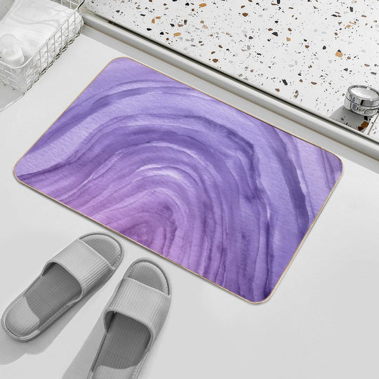 Lavender Purple Watercolor Ombre Agate Pattern  Fade-Resistant Bath Mat