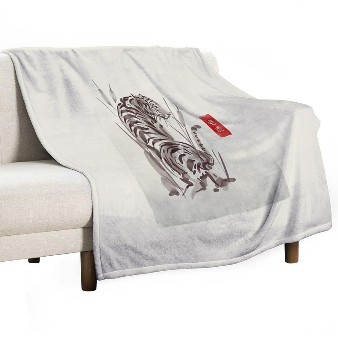 The Old Age Japanese Tiger Gift-ready Throw Blanket