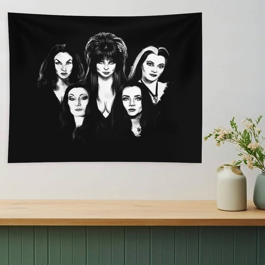 Goth Queens - Elvira, Vampira, Lily, Morticia Tapestry