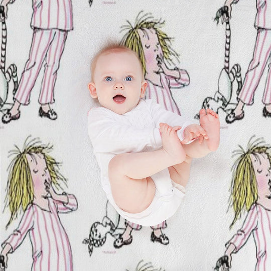 Yawning Eloise in Her Pajamas Sustainable Throw Blanket