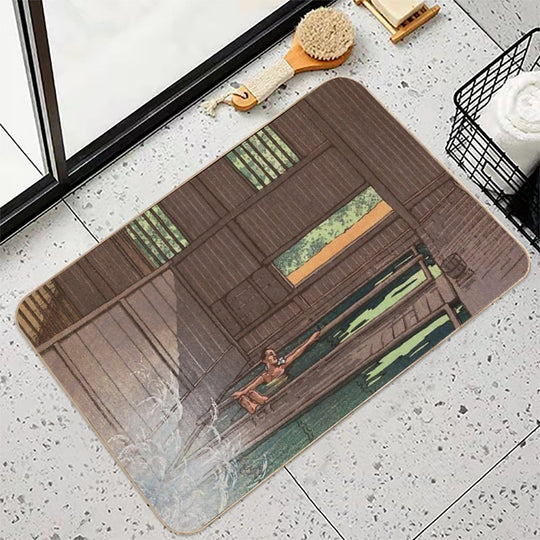Hoshi Onsen by Kawase Hasui  Repositionable Bath Mat