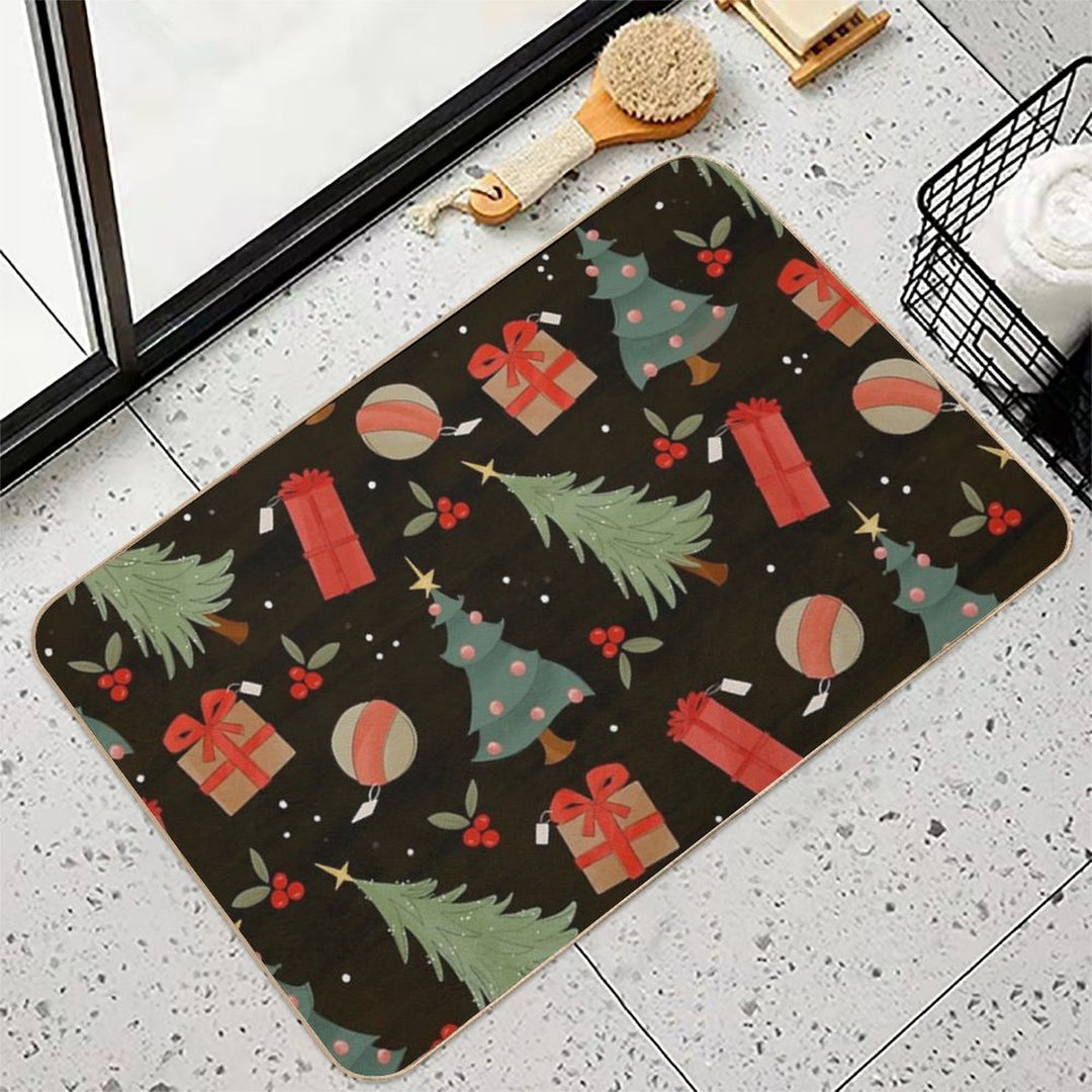 Jolly Holly Pattern  Slip-Resistant Bath Mat