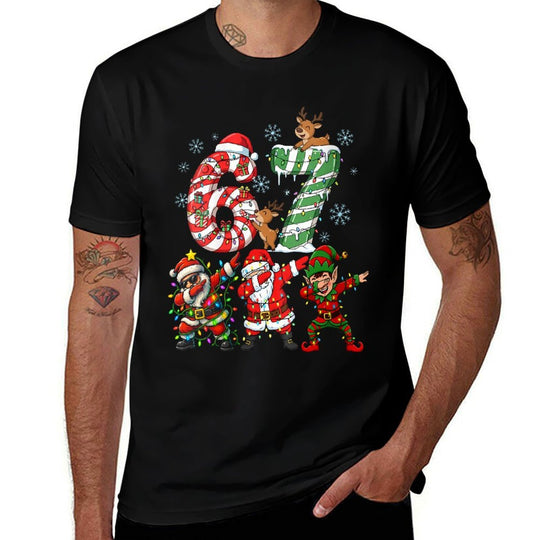Womens Dabbing Santa Elf Friends Christmas Boys Girls Men Xmas Dab  Stretchy T-Shirt