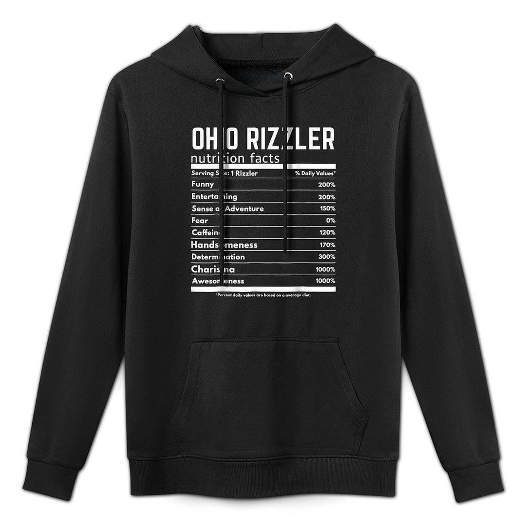 Ohio RIzzler Nutrition Facts Meme Rizz Internet Memes Gen Z Relaxed Fit Hoodie
