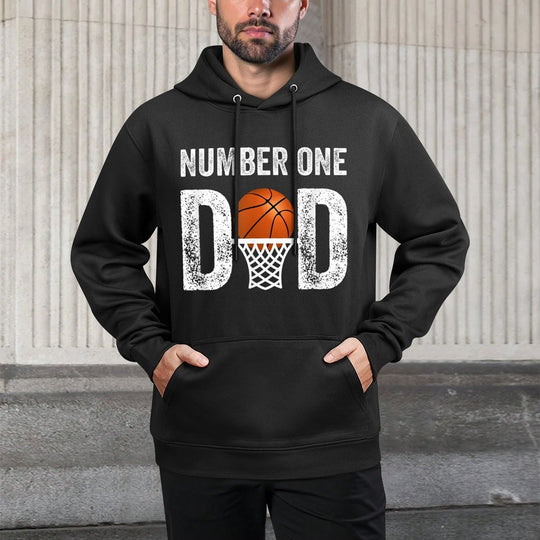 Number One Basketball Dad Fathers Day Men Best Daddy Ever Machine Washable Hoodie