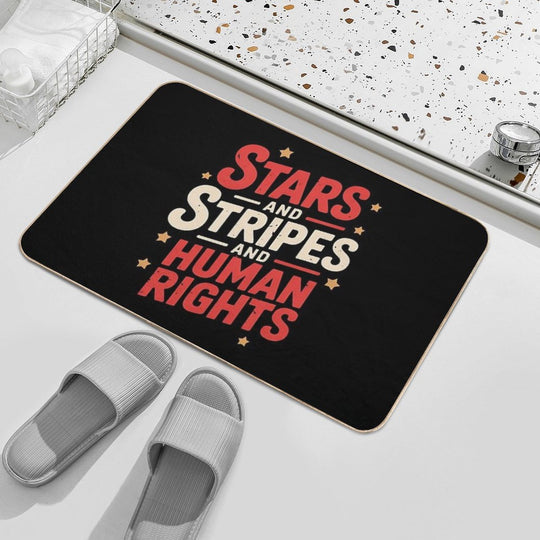 Cute Stars And Stripes And Human Rights Funny 4th Of July  High-Traffic Bath Mat