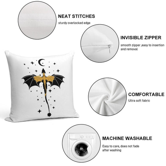 Black And Gold Starry Dragons Soft Skin-Friendly Throw Pillow