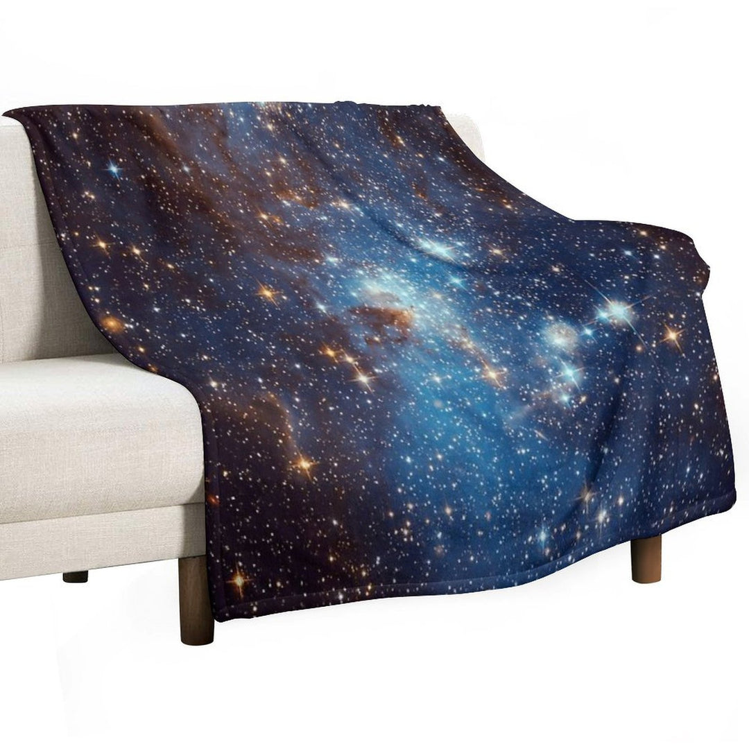 Blue Nebula Stars Space Anti-pilling Throw Blanket