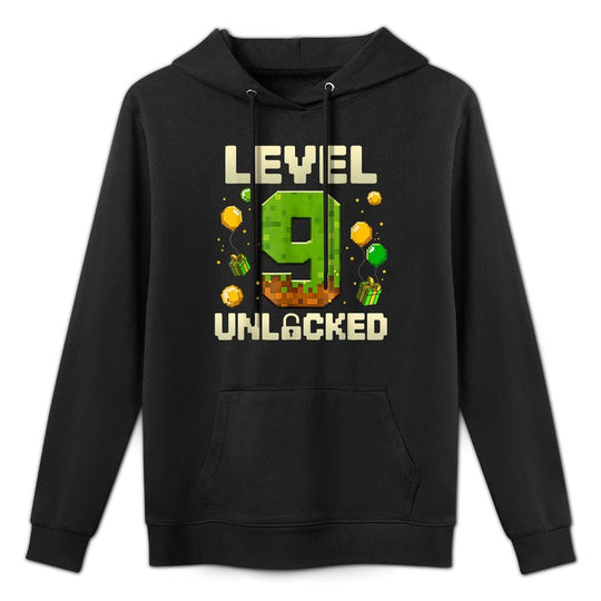 Birthday Boy Level 9 Unlocked 9th Birthday Game Pixel Moisture-Wicking Hoodie