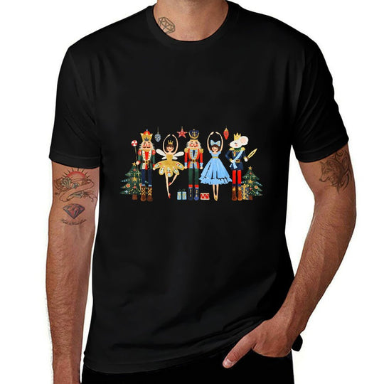 Retro Nutcracker Ballet Christmas Trees For Women Girl  Graphic-printed T-Shirt