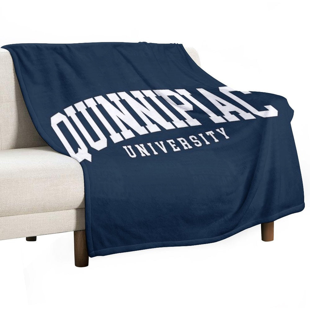 Quinnipac - College Font Curved Eco-conscious Throw Blanket