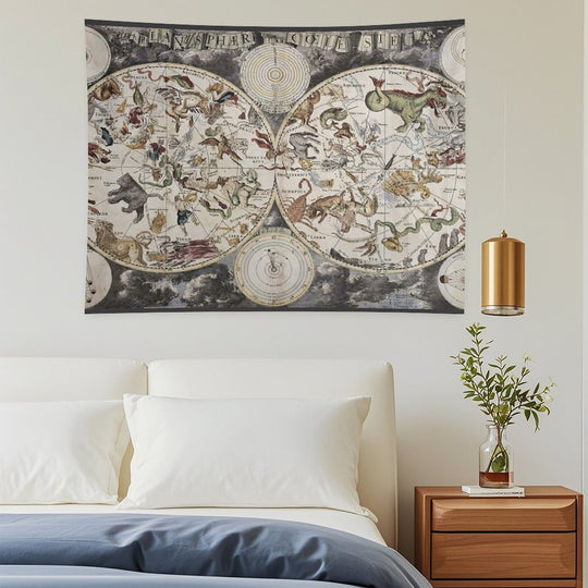 Vintage Celestial Star Map Tapestry