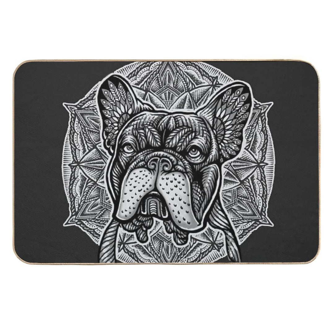 Frenchie Bulldog Mandala  Rapid-Drying Bath Mat