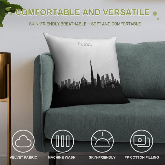 Travel Posters  Destination Dubai Soft Fade-Resistant Throw Pillow