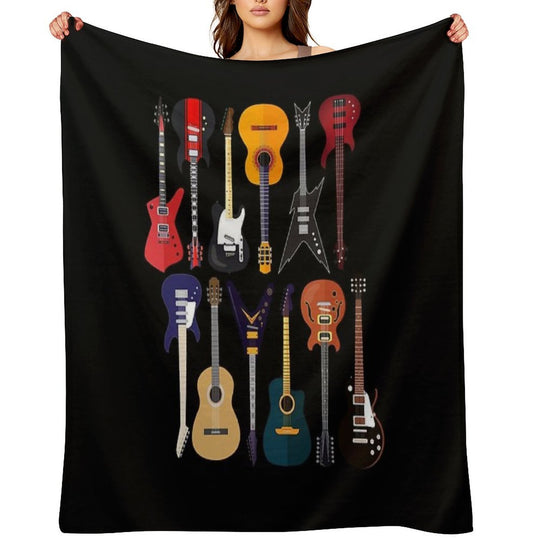 Musician Different Types Of Guitar Compact Throw Blanket