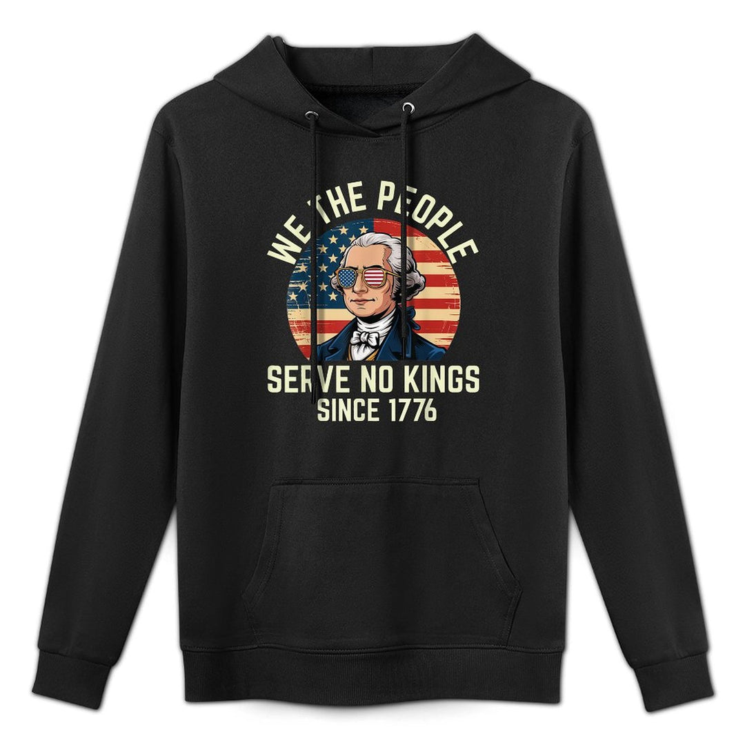 4th of July No King in USA 1776 Patriotic American Cotton-Polyester Blend Hoodie