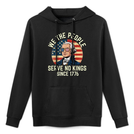 4th of July No King in USA 1776 Patriotic American Cotton-Polyester Blend Hoodie