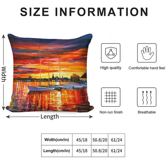 HELSINKI - SAILBOATS AT YACHT CLUB - Leonid Afremov CITYSCAPE Soft Easy Maintenance Throw Pillow