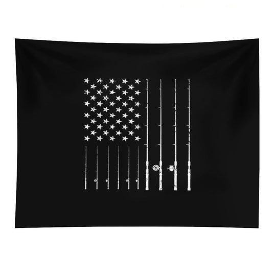 Fishing American Flag Tshirt - American Flag Fishing T-Shirt Tee Gift Tapestry