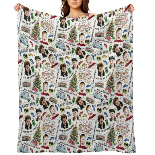 Home Alone Kevin McCallister Christmas Holiday Pattern Plush Throw Blanket